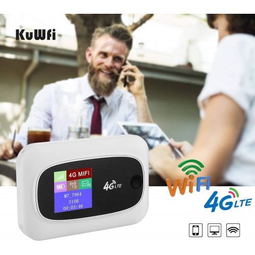  [아마존베스트]KuWFi 4G LTE Mobile WiFi Hotspot Travel Router Partner Wireless SIM Routers with SD SIM Card Slot Support LTE FDD/TDD Work for USA/CA/MX Europe Africa Asia Oceania Almost Universal