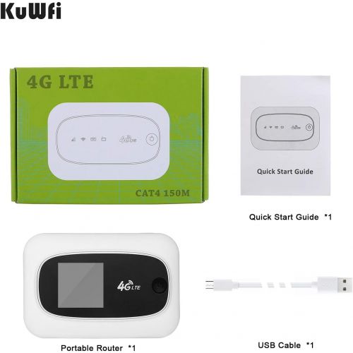  [아마존베스트]KuWFi 4G LTE Mobile WiFi Hotspot Travel Router Partner Wireless SIM Routers with SD SIM Card Slot Support LTE FDD/TDD Work for USA/CA/MX Europe Africa Asia Oceania Almost Universal