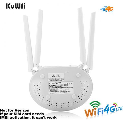  LTE CPE SIM Card Router, KuWFi 300Mbps Unlocked 4G LTE CPE Router with SIM Card Slot with with Powerful 4pcs Non-Detachable Antenna WiFi Hotspot Cat4 150Mbps Share 32 Users