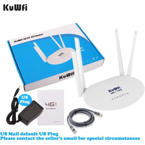  LTE CPE SIM Card Router, KuWFi 300Mbps Unlocked 4G LTE CPE Router with SIM Card Slot with with Powerful 4pcs Non-Detachable Antenna WiFi Hotspot Cat4 150Mbps Share 32 Users