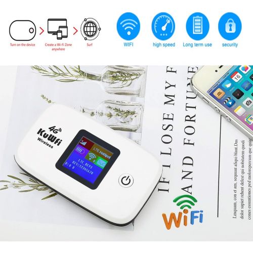  KuWFi Mobile WiFi Hotspot 4G LTE WiFi Modem Router WiFi Dongle Router Support 10 Users Work 2G3G4G Network (not Including SIM Card)