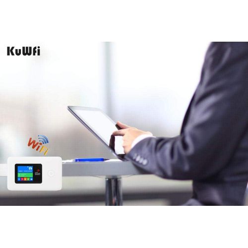  KuWFi 4G LTE Pocket WiFi Router Unlocked LTE 4G Mobile WiFi Hotspot Portable 4G Router with sim Card Slot Goods for Travel and Business Trip Support LTE FDD B1B3B5 Support AT&T