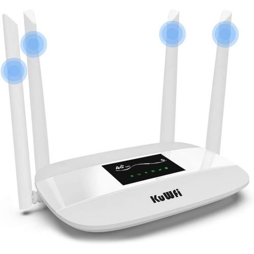  KuWFi 4G LTE CPE,300Mbps Unlocked 4G Wireless CPE Router with SIM Card Solt with 4pcs Antenna for Canada, United States, Mexico and a Few Central American Countries