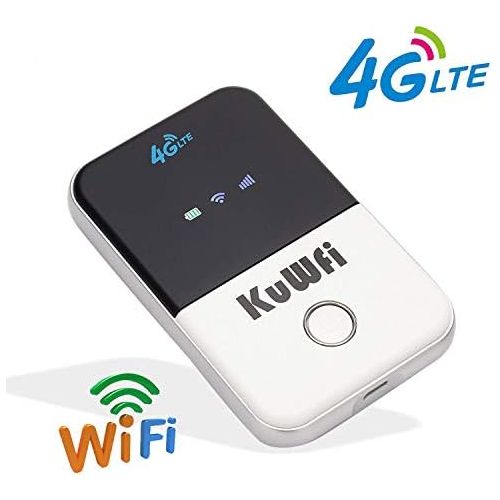  KuWFi 4G Pocket WiFi Router LTE Wireless Unlocked Travel Partner Modem with SIM Card Slot Support LTE FDD B1B3B5 Work with AT&T and U.S. Cellular 4G