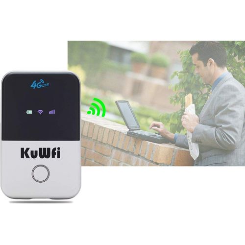  KuWFi 4G Pocket WiFi Router LTE Wireless Unlocked Travel Partner Modem with SIM Card Slot Support LTE FDD B1B3B5 Work with AT&T and U.S. Cellular 4G