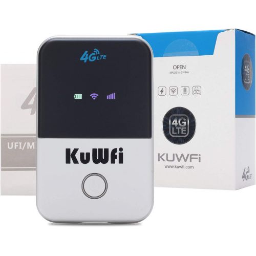  KuWFi 4G Pocket WiFi Router LTE Wireless Unlocked Travel Partner Modem with SIM Card Slot Support LTE FDD B1B3B5 Work with AT&T and U.S. Cellular 4G