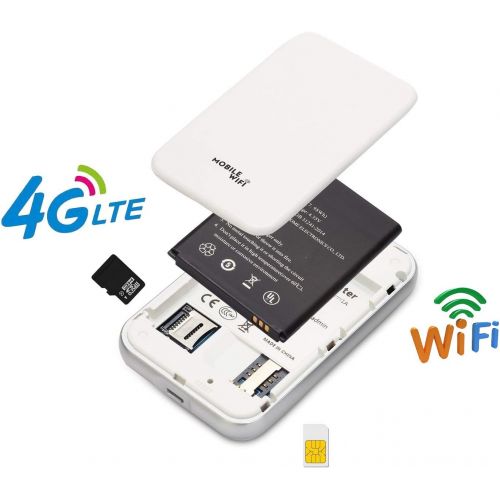  KuWFi 4G Pocket WiFi Router LTE Wireless Unlocked Travel Partner Modem with SIM Card Slot Support LTE FDD B1B3B5 Work with AT&T and U.S. Cellular 4G