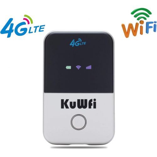  KuWFi 4G Pocket WiFi Router LTE Wireless Unlocked Travel Partner Modem with SIM Card Slot Support LTE FDD B1B3B5 Work with AT&T and U.S. Cellular 4G