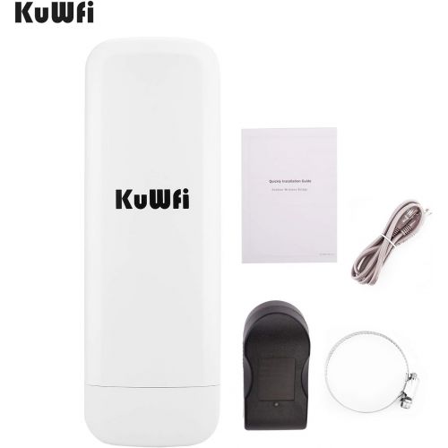  KuWFi WDS Waterproof 300Mbps Wireless Bridge Outdoor CPE Point to Point 3KM Distance Outdoor Wireless Access Point CPE Router with WiFi Long Range Router More WiFi Range