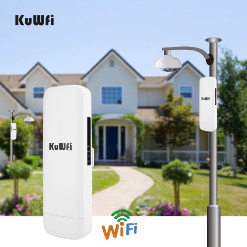  KuWFi WDS Waterproof 300Mbps Wireless Bridge Outdoor CPE Point to Point 3KM Distance Outdoor Wireless Access Point CPE Router with WiFi Long Range Router More WiFi Range