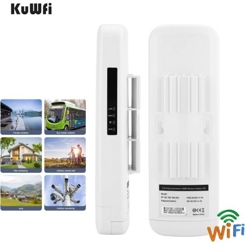  KuWFi WDS Waterproof 300Mbps Wireless Bridge Outdoor CPE Point to Point 3KM Distance Outdoor Wireless Access Point CPE Router with WiFi Long Range Router More WiFi Range