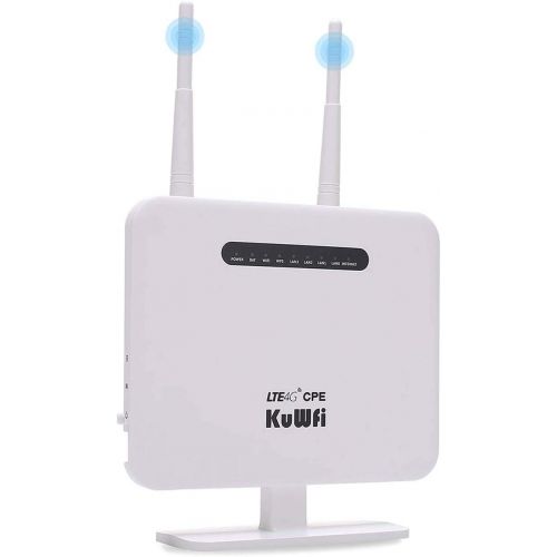  KuWFi 4G LTE CPE Router,300Mbps Unlocked 4G LTE CPE Wireless Router with SIM Card Slot Two Outdoor Antenna 4 LAN Port WiFi Hotspot high Speed for 32 Users Work in Caribbean,Europe,