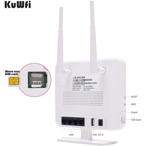  KuWFi 4G LTE CPE Router,300Mbps Unlocked 4G LTE CPE Wireless Router with SIM Card Slot Two Outdoor Antenna 4 LAN Port WiFi Hotspot high Speed for 32 Users Work in Caribbean,Europe,