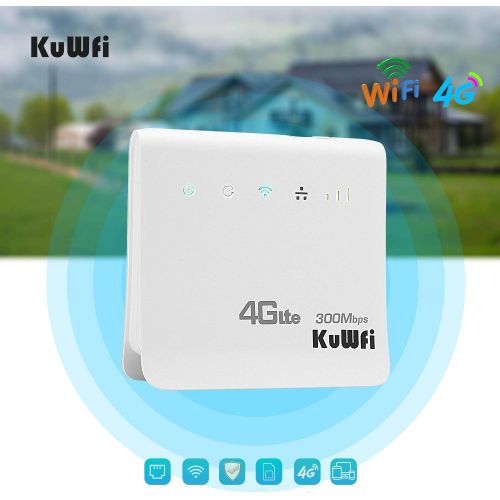  KuWFi Unlocked 300Mbps 4G LTE CPE Mobile WiFi Wireless Router for SIM Card Slot with LAN Port Support AT&T SIM Card and Caribbean,Europe,Asia, Middle East & Africa network32 WiFi U