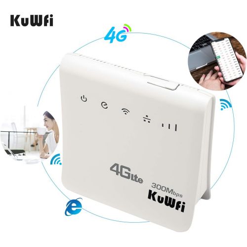  KuWFi Unlocked 300Mbps 4G LTE CPE Mobile WiFi Wireless Router for SIM Card Slot with LAN Port Support AT&T SIM Card and Caribbean,Europe,Asia, Middle East & Africa network32 WiFi U