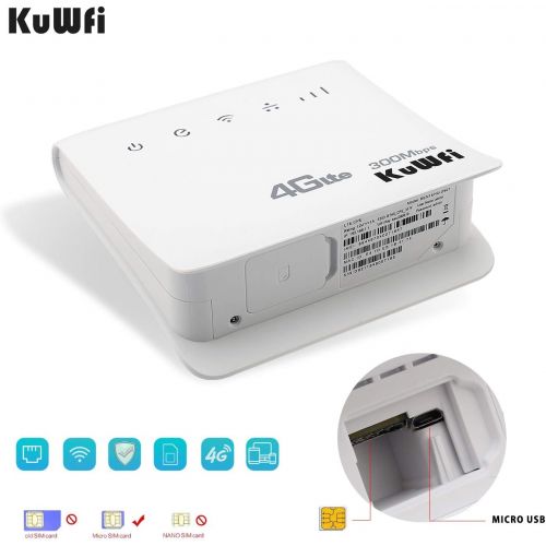  KuWFi Unlocked 300Mbps 4G LTE CPE Mobile WiFi Wireless Router for SIM Card Slot with LAN Port Support AT&T SIM Card and Caribbean,Europe,Asia, Middle East & Africa network32 WiFi U