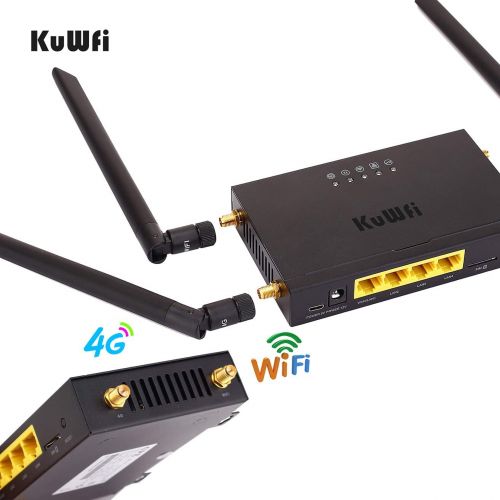  KuWFi OpenWRT Industrial CarWiFi Router with SIM Card Slot 300Mbps 4G LTE Car WiFi Wireless External Antenna Router Extender Strong Signal Europe Middle East