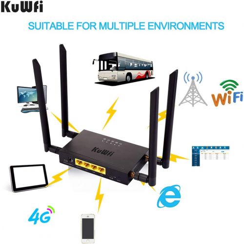  KuWFi OpenWRT Industrial CarWiFi Router with SIM Card Slot 300Mbps 4G LTE Car WiFi Wireless External Antenna Router Extender Strong Signal Europe Middle East