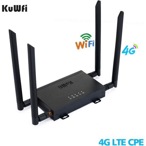  KuWFi OpenWRT Industrial CarWiFi Router with SIM Card Slot 300Mbps 4G LTE Car WiFi Wireless External Antenna Router Extender Strong Signal Europe Middle East