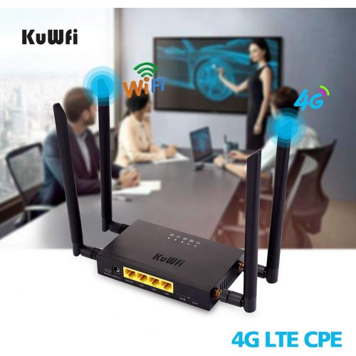  KuWFi OpenWRT Industrial CarWiFi Router with SIM Card Slot 300Mbps 4G LTE Car WiFi Wireless External Antenna Router Extender Strong Signal Europe Middle East