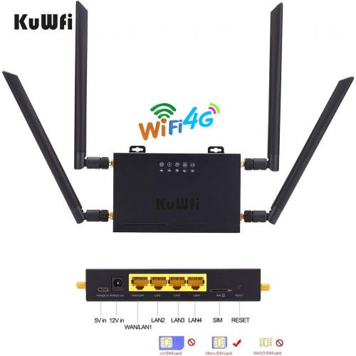  KuWFi OpenWRT Industrial CarWiFi Router with SIM Card Slot 300Mbps 4G LTE Car WiFi Wireless External Antenna Router Extender Strong Signal Europe Middle East