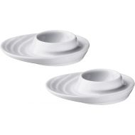 Set of 2 Egg Cups with Oval Base, White Porcelain Egg Holders for Hard or Soft Boiled Eggs, 3.5-Inch by 4-Inch