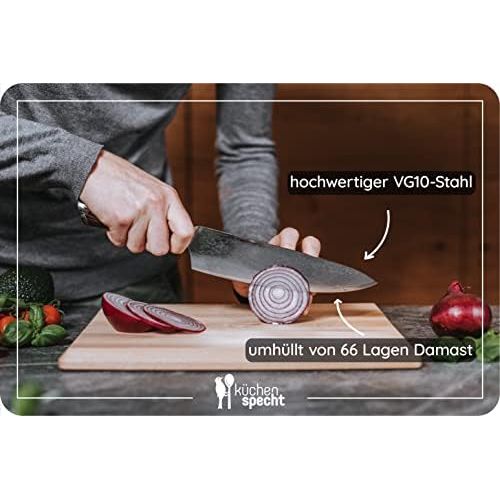  [아마존베스트]Kuechenspecht Damascus Japanese Kitchen Knife 67-Layer Damascus Steel 20cm VG-10 Blade Chefs Knife Damascus Steel in Wooden Box