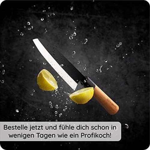  [아마존베스트]kuechenspecht Santoku Knife, Sharp Japanese Chefs Knife with Black Blade, Asian Sushi Knife, 17 cm