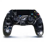 Kujian Wireless Controller for PS4, Black Skull Series Dual Vibration High Performance Gaming Controller for Playstation 4 /Pro/Slim/PC with Audio Function, Touch Pad, Motion Control