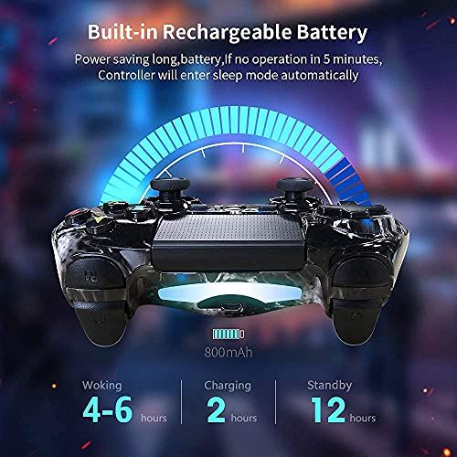  Kujian Wireless Controller for PS4, Black Skull Series Dual Vibration High Performance Gaming Controller for Playstation 4 /Pro/Slim/PC with Audio Function, Touch Pad, Motion Control