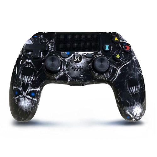  Kujian Wireless Controller for PS4, Black Skull Series Dual Vibration High Performance Gaming Controller for Playstation 4 /Pro/Slim/PC with Audio Function, Touch Pad, Motion Control