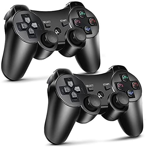  Kujian PS3 Controller 2 Pack Wireless Motion Sense Dual Vibration Upgraded Gaming Controller for Sony Playstation 3 with Charging Cord