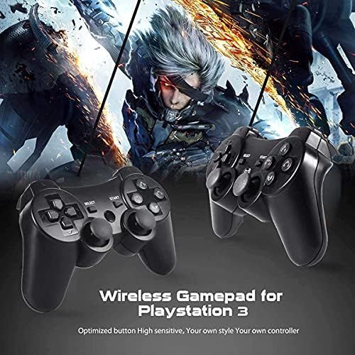  Kujian PS3 Controller 2 Pack Wireless Motion Sense Dual Vibration Upgraded Gaming Controller for Sony Playstation 3 with Charging Cord