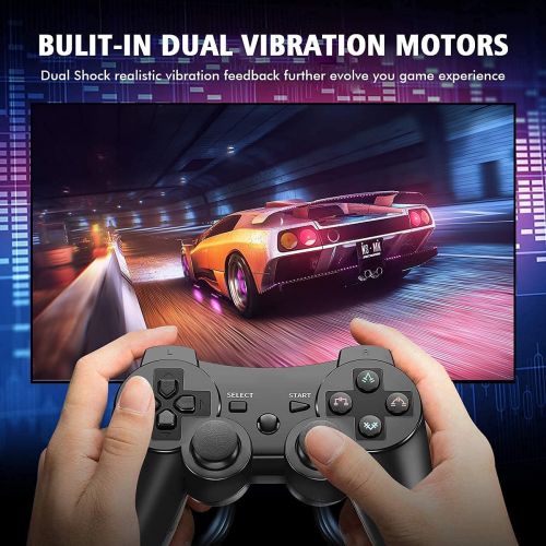  Kujian PS3 Controller 2 Pack Wireless Motion Sense Dual Vibration Upgraded Gaming Controller for Sony Playstation 3 with Charging Cord