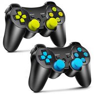 Kujian PS3 Controller 2 Pack Wireless 6-axis Double Shock Gaming Controller for Sony Playstation 3 with Motion Control, Charging Cord