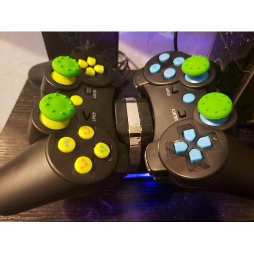  Kujian PS3 Controller 2 Pack Wireless 6-axis Double Shock Gaming Controller for Sony Playstation 3 with Motion Control, Charging Cord