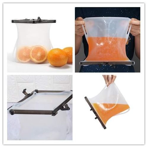  [아마존 핫딜] Kuke Silicone Bags Reusable Silicone Food Storage Bags, Dishwasher and Microwave Safe, Airtight Seal and Leak Proof, Easy to Clean and Use, Great for Sandwich Snack Soups Lunch Mil