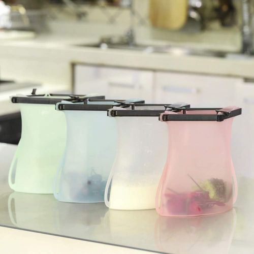  [아마존 핫딜] Kuke Silicone Bags Reusable Silicone Food Storage Bags, Dishwasher and Microwave Safe, Airtight Seal and Leak Proof, Easy to Clean and Use, Great for Sandwich Snack Soups Lunch Mil