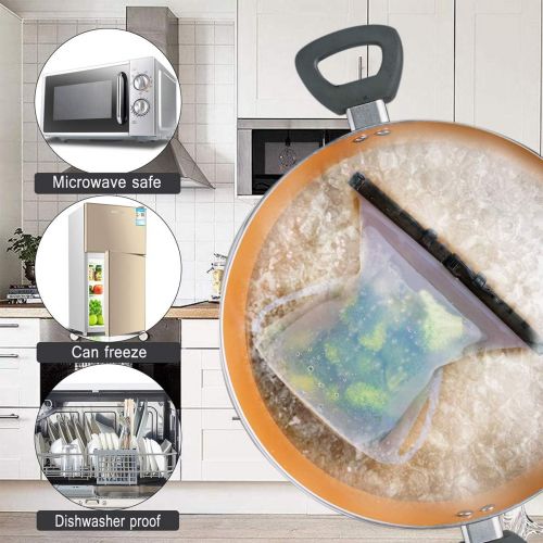  [아마존 핫딜] Kuke Silicone Bags Reusable Silicone Food Storage Bags, Dishwasher and Microwave Safe, Airtight Seal and Leak Proof, Easy to Clean and Use, Great for Sandwich Snack Soups Lunch Mil