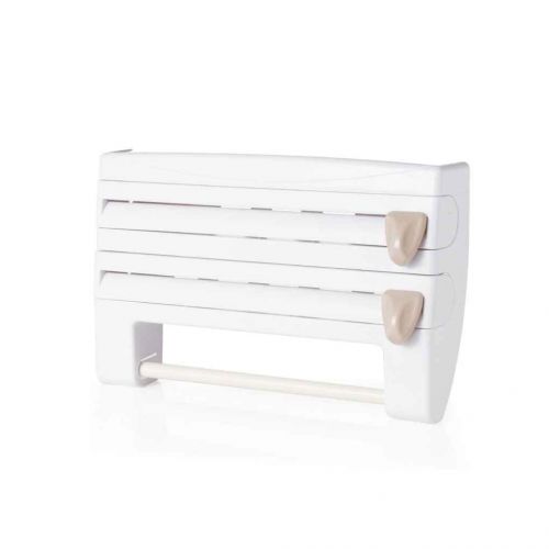  Kul-Kul - Wall Mounted Kitchen Cling Film Sauce Bottle Storage Rack Paper Towel Holder With Cutter