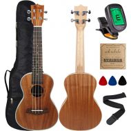 [아마존베스트]Kulana Deluxe Concert Ukulele, Mahogany Wood with Binding and Aquila Strings + Gig Bag