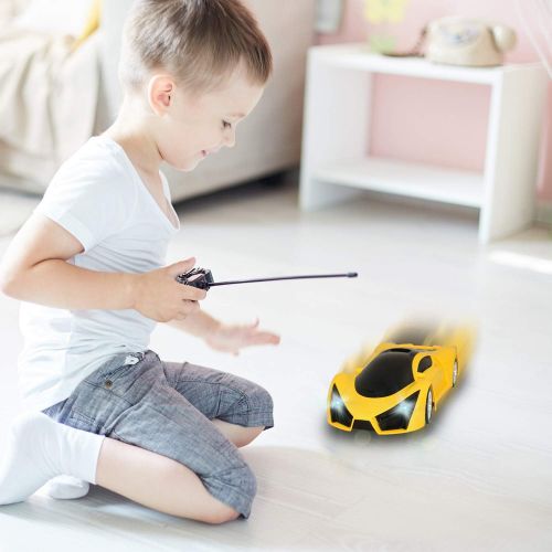  [아마존베스트]Kulariworld Remote Control Car 1/16 RC Super Cars Toys for Kids High Speed Vehicel Racing Hobby with Led Lights Best Gifts for Boys Girls (Yellow)