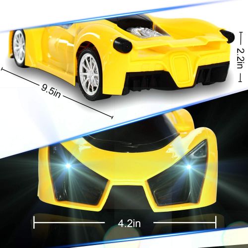  [아마존베스트]Kulariworld Remote Control Car 1/16 RC Super Cars Toys for Kids High Speed Vehicel Racing Hobby with Led Lights Best Gifts for Boys Girls (Yellow)