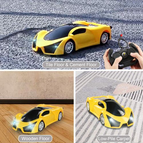  [아마존베스트]Kulariworld Remote Control Car 1/16 RC Super Cars Toys for Kids High Speed Vehicel Racing Hobby with Led Lights Best Gifts for Boys Girls (Yellow)