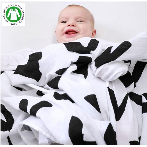  Kululu Premium Organic Cotton Muslin Swaddle Blankets &LULU The Lovey. 47X47, Perfect for Nursery Sets,Gender Neutral Baby Girl or Baby Boy Blanket by KULULU