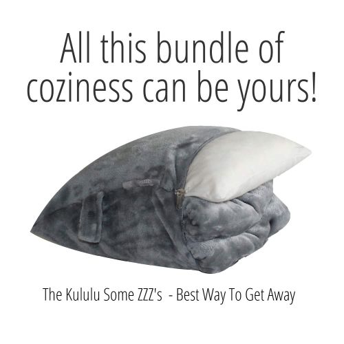 Kululu Some ZZZs 4-in-1 Poncho Style Travel Blanket and & Shredded Memory Foam Pillow Set. The Perfect Plush Blanket & Comfortable Pillow Set for a Cozy First-Class Travel on Airpl