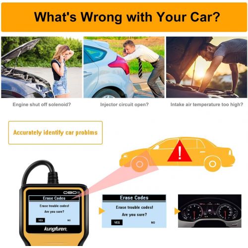  [아마존핫딜][아마존 핫딜] Kungfuren kungfuren OBD2 Scanner, Universal OBD2 Code Reader Car Automotive Check Engine Light Error Analyzer Auto CAN Vehicle Diagnostic Scan Tool for OBDII Protocol Cars Since 1996