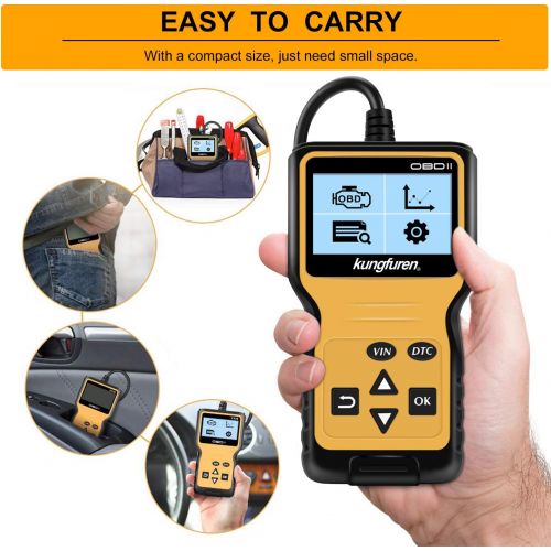  [아마존핫딜][아마존 핫딜] Kungfuren kungfuren OBD2 Scanner, Universal OBD2 Code Reader Car Automotive Check Engine Light Error Analyzer Auto CAN Vehicle Diagnostic Scan Tool for OBDII Protocol Cars Since 1996