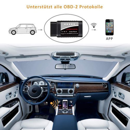  [아마존 핫딜]  [아마존핫딜]Kungfuren kungfuren OBD2 Diagnosegerat, WiFi OBD2 WLAN Diagnose Scanner fuer iOS iPhone Android Windows Torque EOBD OBDII fuer Auto Car PKW KFZ CAN Bus Interface Code Leser Fehlerspeicher lese