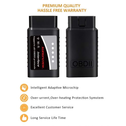  [아마존 핫딜]  [아마존핫딜]Kungfuren kungfuren OBD2 Diagnosegerat, Auto WiFi Diagnose OBD Stecker Kompatibel mit iOS, Android & Windows-Geraten verbindet Wireless fuer Autos